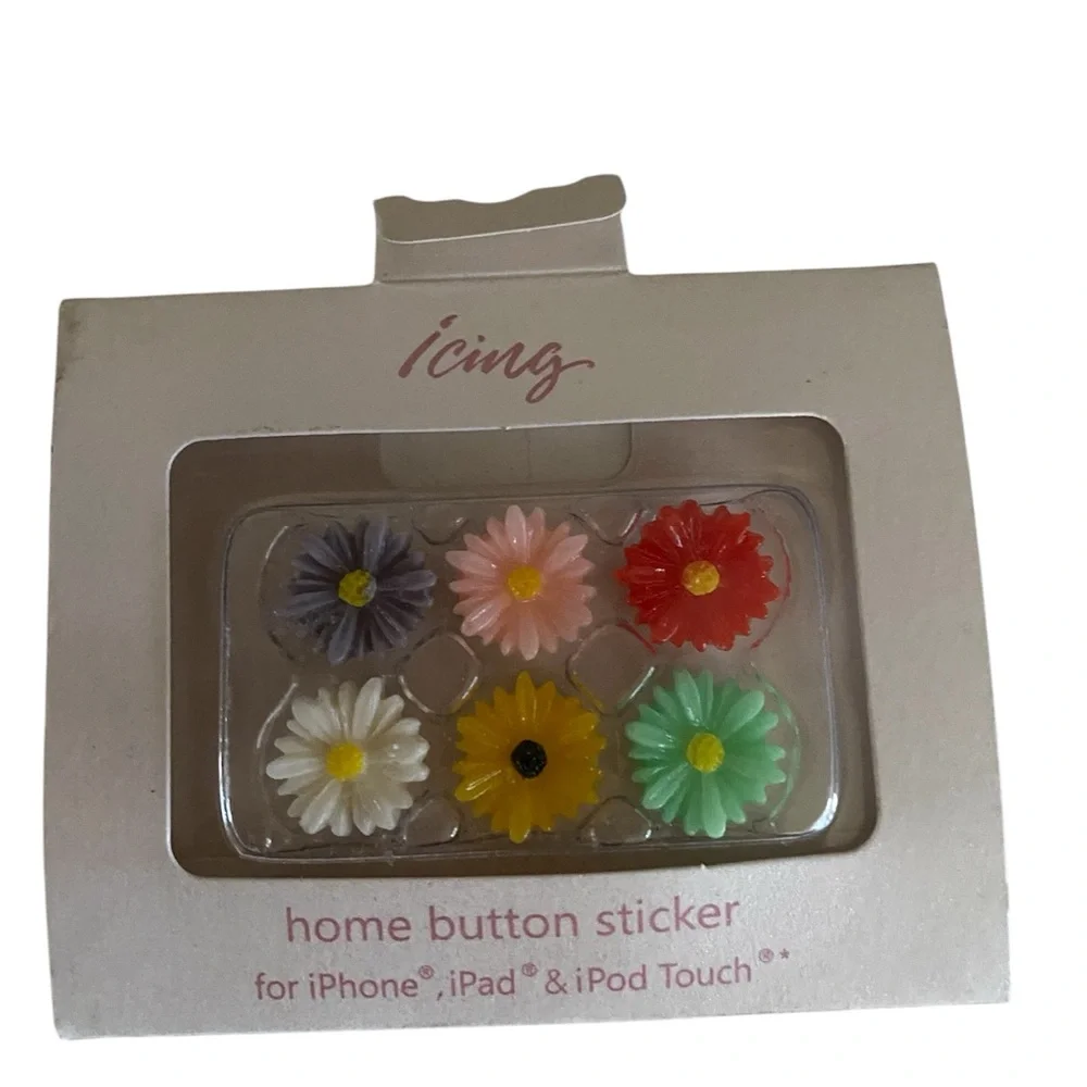 Claire’s Fashion Fun Emoji and Flower Home Button Stickers for iPhone, IPad NEW